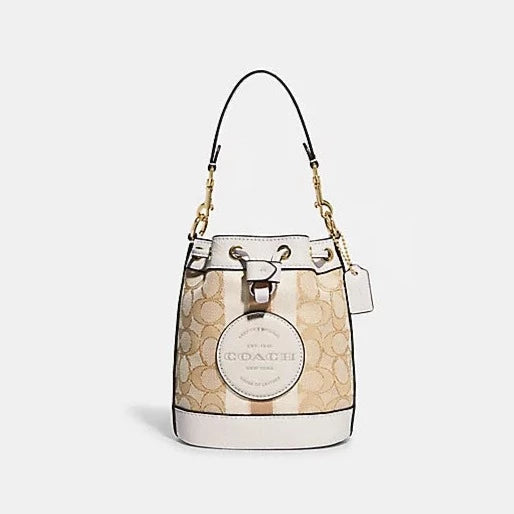 Mini Dempsey Bucket Bag In Signature Jacquard With Stripe And Coach Patch