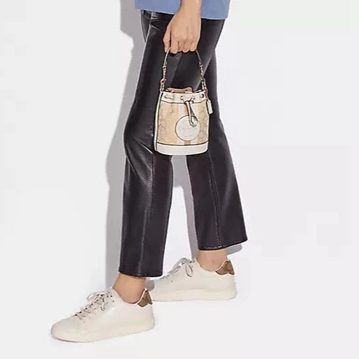 Mini Dempsey Bucket Bag In Signature Jacquard With Stripe And Coach Patch