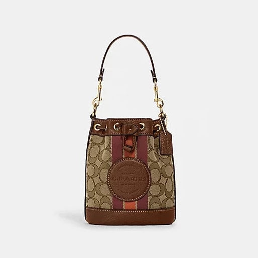 Mini Dempsey Bucket Bag In Signature Jacquard With Stripe And Coach Patch