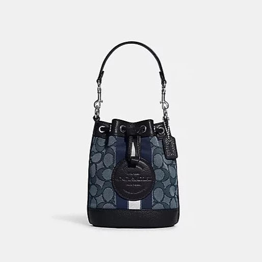 Mini Dempsey Bucket Bag In Signature Jacquard With Stripe And Coach Patch