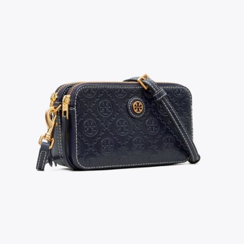 T Monogram Leather Double-zip Mini Bag