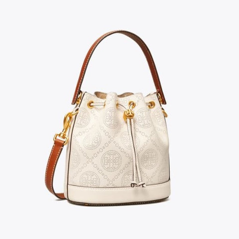 T Monogram Perforated Leather Bucket Bag