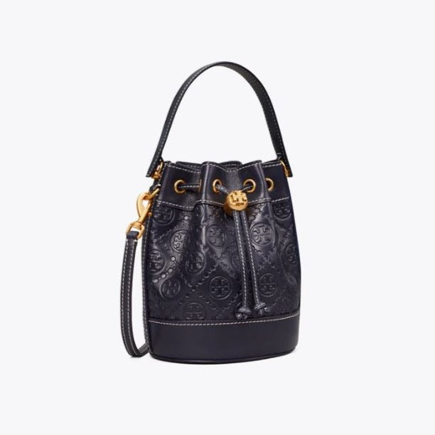 T Monogram Leather Mini Bucket Bag