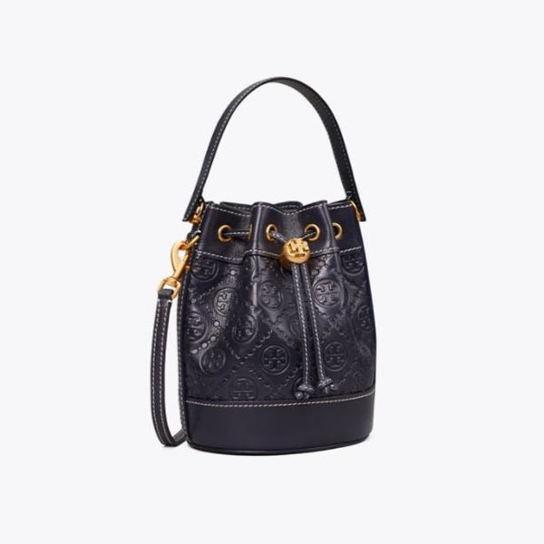T Monogram Leather Mini Bucket Bag
