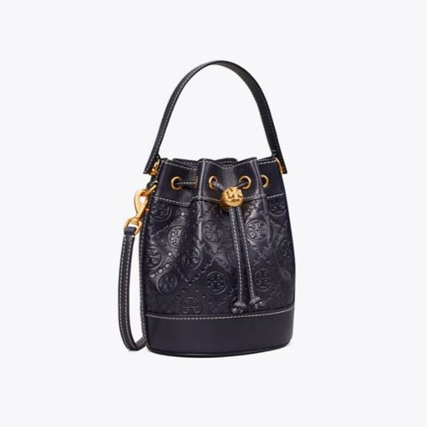 T Monogram Leather Mini Bucket Bag