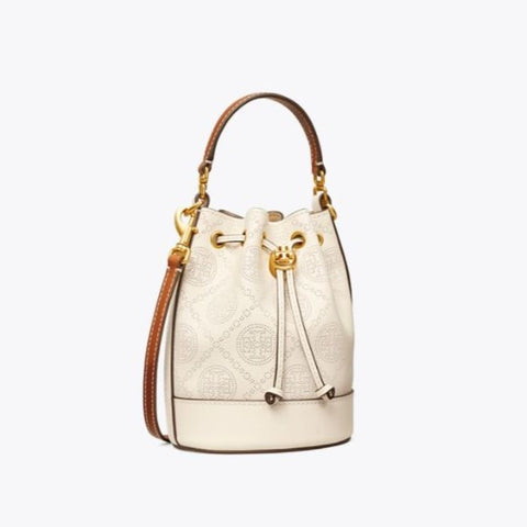 T Monogram Perforated Leather Mini Bucket Bag