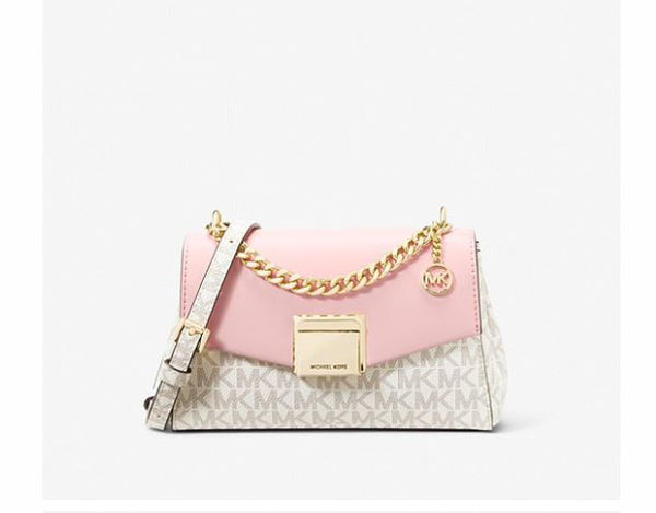 Lita Small Two-Tone Logo and Leather Crossbody Bag