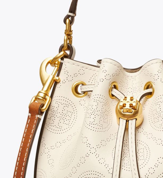 T Monogram Perforated Leather Mini Bucket Bag