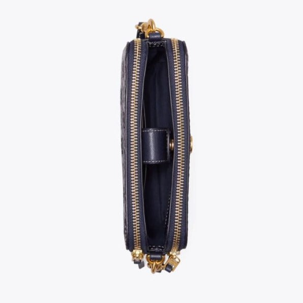 T Monogram Leather Double-zip Mini Bag