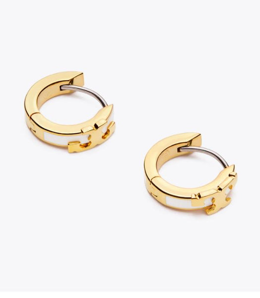 Serif-t Enameled Huggie Hoop Earring