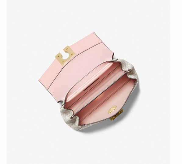 Lita Small Two-Tone Logo and Leather Crossbody Bag