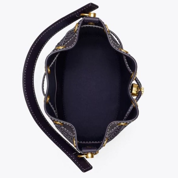 T Monogram Leather Mini Bucket Bag