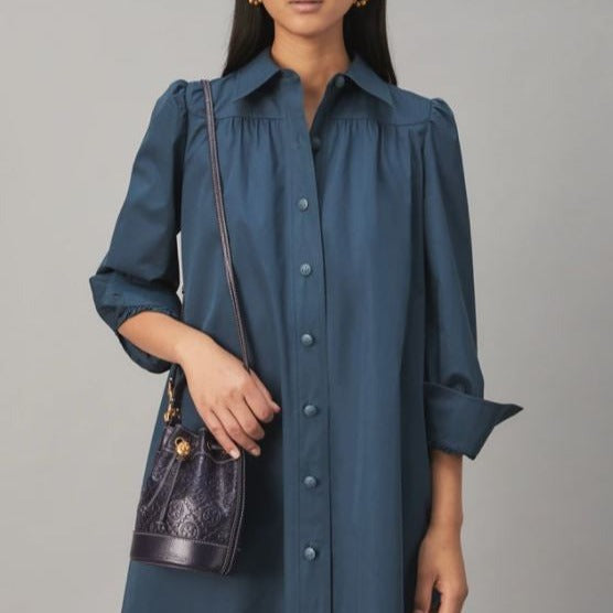 T Monogram Leather Mini Bucket Bag