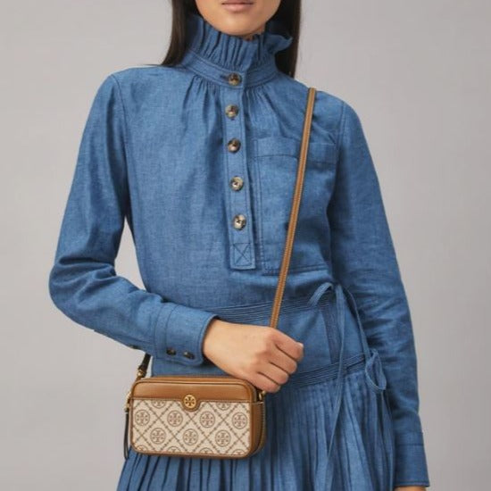 T Monogram Jacquard Double-zip Mini Bag