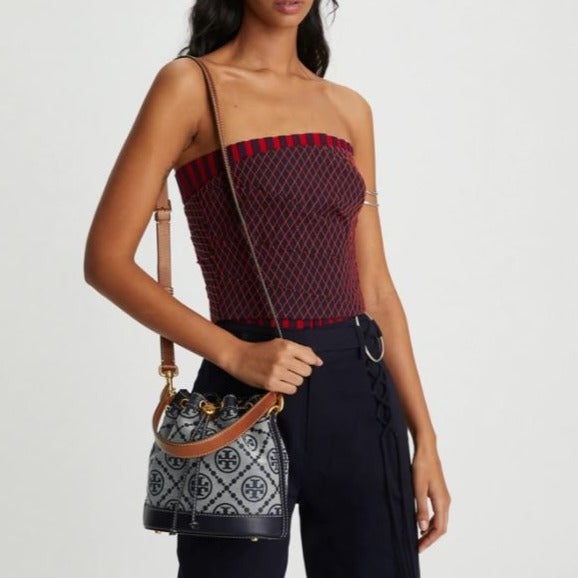 T Monogram Jacquard Bucket Bag