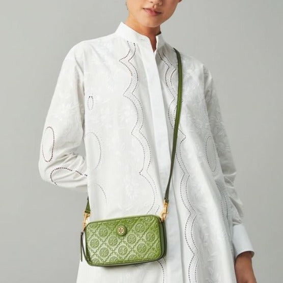 T Monogram Leather Double-zip Mini Bag