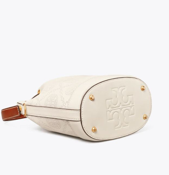T Monogram Perforated Leather Bucket Bag