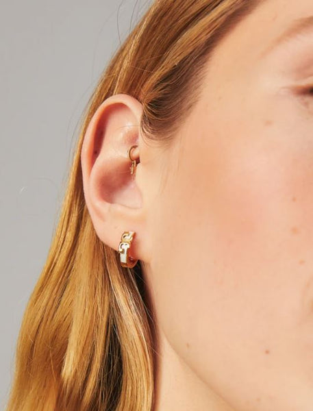 Serif-t Enameled Huggie Hoop Earring