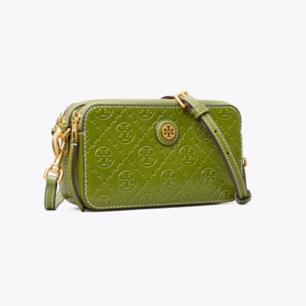 T Monogram Leather Double-zip Mini Bag