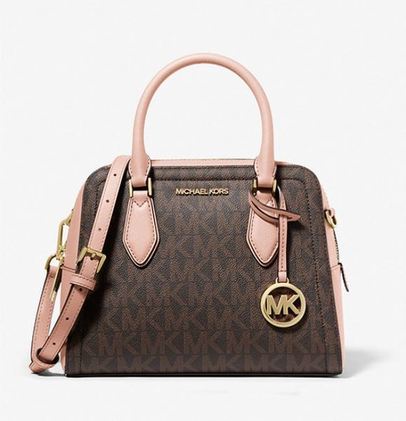 Ayden Medium Logo and Faux Leather Satchel