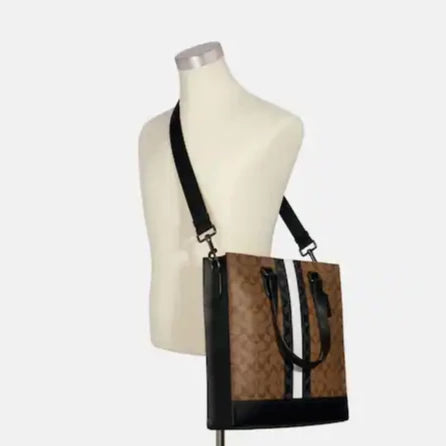 Graham Structured Tote In Signature Canvas With Varsity Stripe