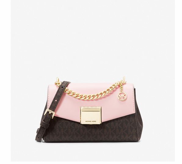 Lita Small Two-Tone Logo and Leather Crossbody Bag
