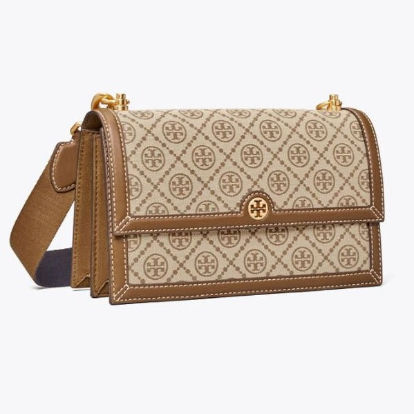 T Monogram Jacquard Shoulder Bag