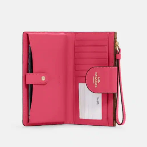 Tech Phone Wallet In Colorblock Signature Canvas