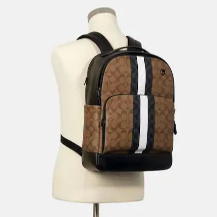 Graham Backpack In Signature Canvas With Varsity Stripe