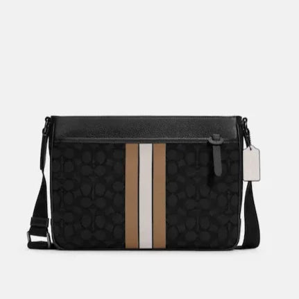 Thompson Crossbody In Signature Jacquard With Varsity Stripe