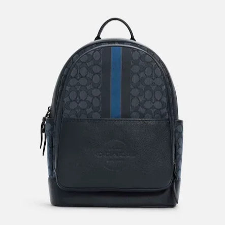 Thompson Backpack In Signature Jacquard With Varsity Stripe