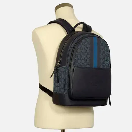 Thompson Backpack In Signature Jacquard With Varsity Stripe