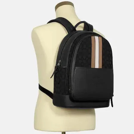 Thompson Backpack In Signature Jacquard With Varsity Stripe