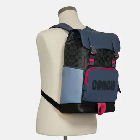 Track Backpack In Colorblock Signature Canvas With Coach