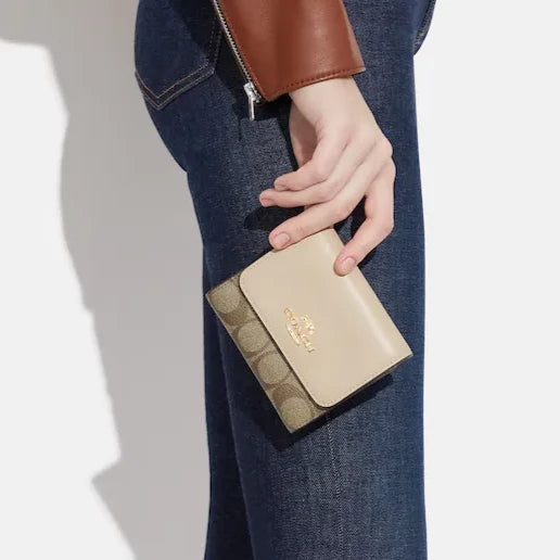 Small Trifold Wallet In Blocked Signature Canvas