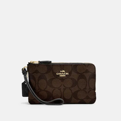 Double Corner Zip Wristlet In Signature Canvas